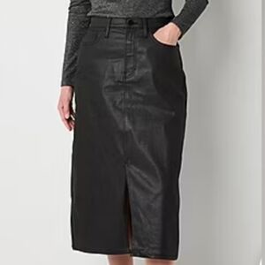 a.n.a Black Midi Pencil Skirt Front Slit Women’s Size 2- Sleek Workwear Classic